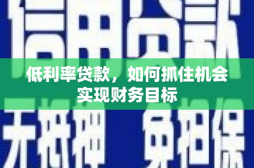水上低利率贷款，如何抓住机会实现财务目标