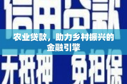 水上农业贷款，助力乡村振兴的金融引擎