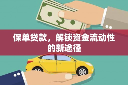 水上保单贷款，解锁资金流动性的新途径