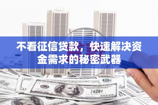 水上不看征信贷款，快速解决资金需求的秘密武器