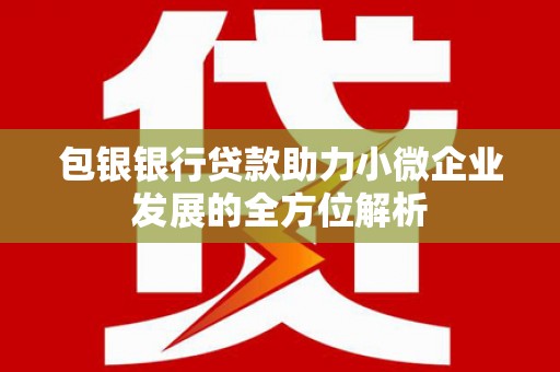 水上包银银行贷款助力小微企业发展的全方位解析