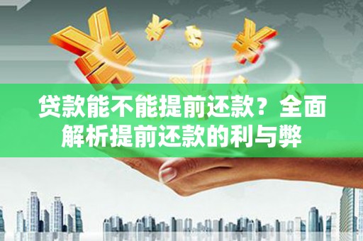 水上贷款能不能提前还款？全面解析提前还款的利与弊