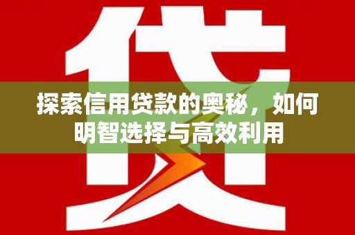 水上探索信用贷款的奥秘，如何明智选择与高效利用