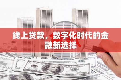 水上线上贷款，数字化时代的金融新选择